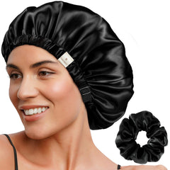 YANIBEST adjustable satin bonnet outer view shows smooth butter-satin fabric for reduced friction