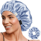 YANIBEST adjustable satin bonnet strap closeup shows secure fit and smooth fabric for overnight wear.