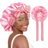 Yanibest adjustable satin bonnet worn overnight for gentle protection.