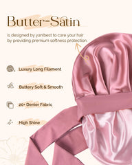 YANIBEST double-layer satin bonnet folded, highlighting moisture retention and frizz protection