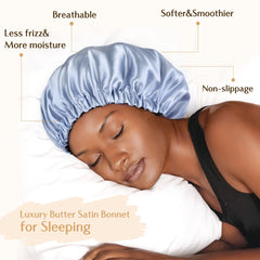 YANIBEST double-layer satin bonnet interior view highlights durability and gentle hair protection.