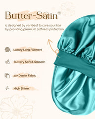 YANIBEST double-layer-satin-bonnet-reversible guards hair while preventing bed sheet staining.