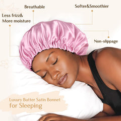 YANIBEST double-layer satin bonnet reverse design highlighted for hair protection and no color transfer.