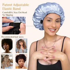 YANIBEST satin bonnet closeup emphasizes frizz control and moisture retention during nightly wear.