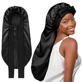 YANIBEST long satin bonnet for sleeping with braids offering secure, comfortable night wear.