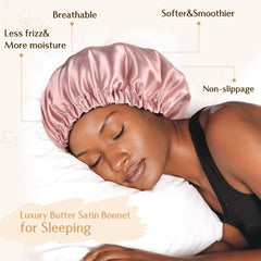 YANIBEST reversible double-layer satin bonnet keeps hair protected and pillow clean.