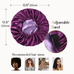 YANIBEST satin bonnet purple back view highlights reversible double-layer design for overnight protection.
