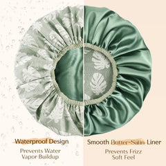 Yanibest shower cap with soft elastic edge stays securely in place for long hair