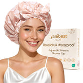 Yanibest shower cap waterproof fabric keeps hair dry during showers.