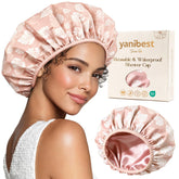 Yanibest shower cap waterproof double-layer cap keeps hair dry during showers