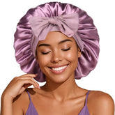 YANIBEST silk bonnet closeup shows soft satin for gentle overnight hair care.