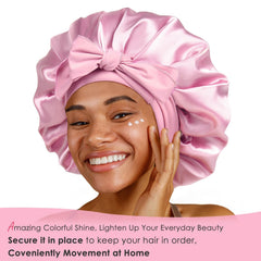 YANIBEST silk bonnet double-layer coverage protecting curls during sleep.