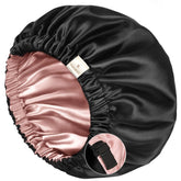 YANIBEST silk bonnet pink close-up emphasizes gentle satin touch for sleep.