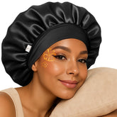 YANIBEST silk bonnet soft satin close-up shows non-slip overnight comfort.