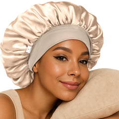 YANIBEST silk bonnet close-up showing soft satin texture for gentle hair protection.