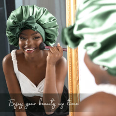 YANIBEST Silk Bonnet stylish-wrap-bow shows off a chic look.