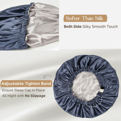 YANIBEST Silk Satin Bonnet ash-blue color options display for matching sleepwear.