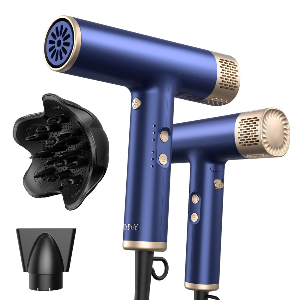 YAPOY professional hair dryer with diffuser attached delivers quick, even drying for salon-like results.