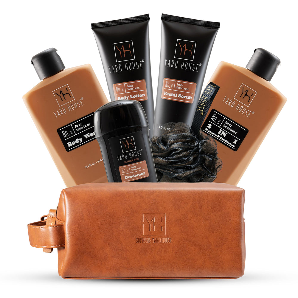 Yard House smoky sandalwood body wash pour for a soothing cleanse