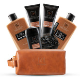 Yard House smoky sandalwood body wash pour for a soothing cleanse