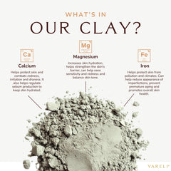 YARELI Bentonite Clay Powder being poured shows mineral-rich preparation for cleansing
