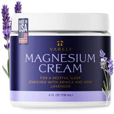 YARELI magnesium cream bottle with lavender supports night-time relaxation and muscle comfort