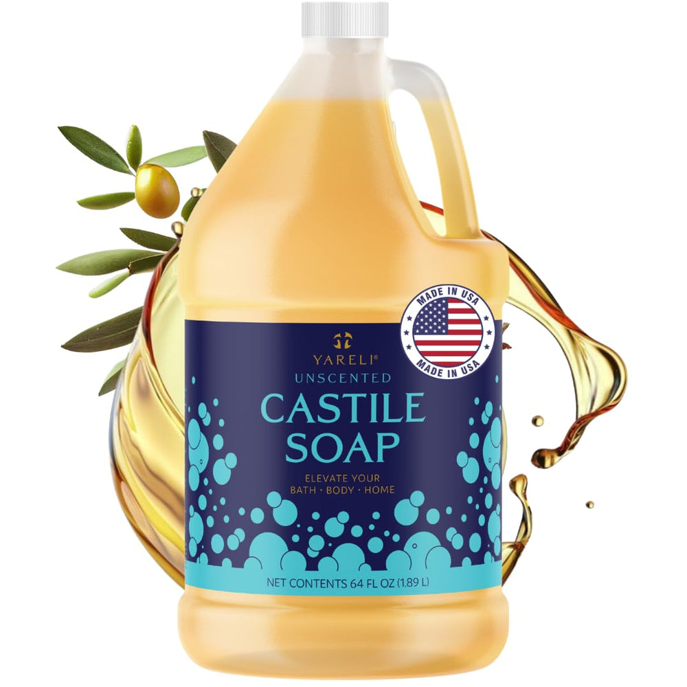 YARELI Pure Castile Soap bottle front view for gentle daily cleansing
