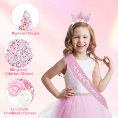YARIEW Headband features handmade paper flowers and fine glitter for a dreamy party vibe.