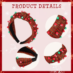 YARIEW headband with red and green beads for seasonal outfits