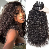 Yavida Water Wave bundles 12inch natural black closeup for seamless blending with natural hair
