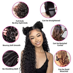 Yavida Water Wave bundles 16inch natural black hair bundle showing length and shine
