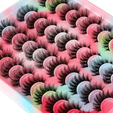 Yawamica 20-pairs false eyelashes multipack front view shows natural look and curl retention.