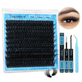 Yawamica lash clusters kit 200D fluffy lashes, ideal for voluminous DIY looks.