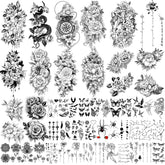 Yazhiji temporary tattoo flowers large collection on arm layout offers long-lasting, eye-catching body art.