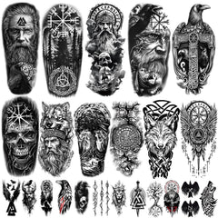 Yazhiji Viking tattoo 77-sheets collection for versatile Norse-inspired body art ideas