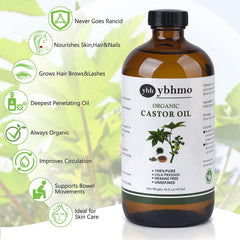 YBHMO hair nourishment castor oil focusing on thicker-looking, healthier hair potential.