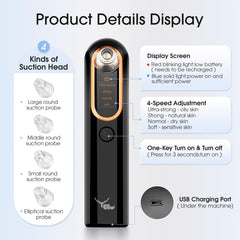 Yccu blackhead remover vacuum with USB-C charging demonstrates convenient power for on-the-go sessions.