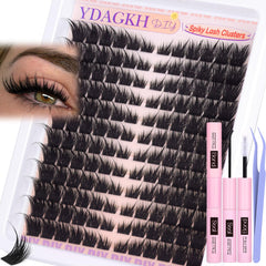YDAGKH Fairy Lash Clusters Kit closeup showcasing delicate flutter for daily dreamy lashes.