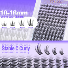 YDAGKH Lash Clusters 10-16mm length for wide-eyed cosplay-ready effect.