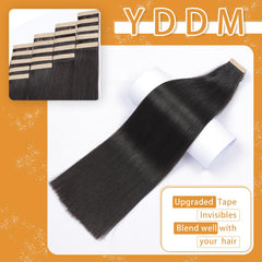 YDDM tape-in extensions 14 inch human hair weft closeup silky texture