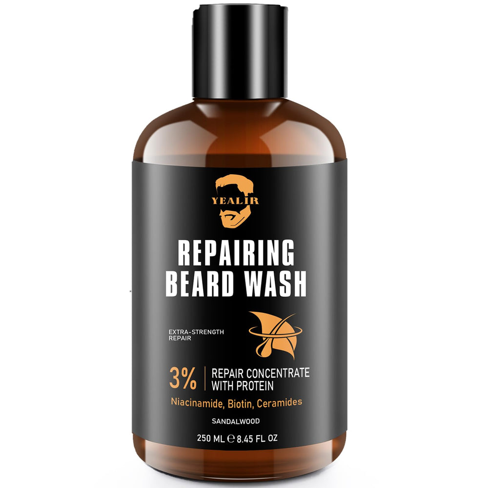 YEALIR beard wash bottle front for daily beard care