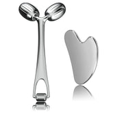 Yeamon all-metal gua sha tool and face roller for cooling facial massage.