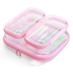 YEANIEGUOGI clear hard shell case pink front view for neat, quick access to essentials
