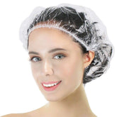 Years calm 100PS disposable shower cap pack closeup highlights durable plastic for reliable use