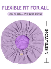 Years Calm shower cap soft satin lining provides comfortable hair contact.