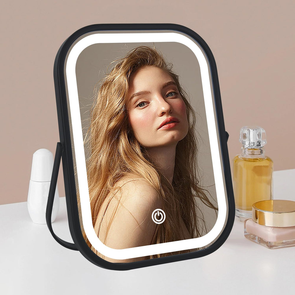 YEKKOPT travel mirror with lights shows compact design for on-the-go touchups.