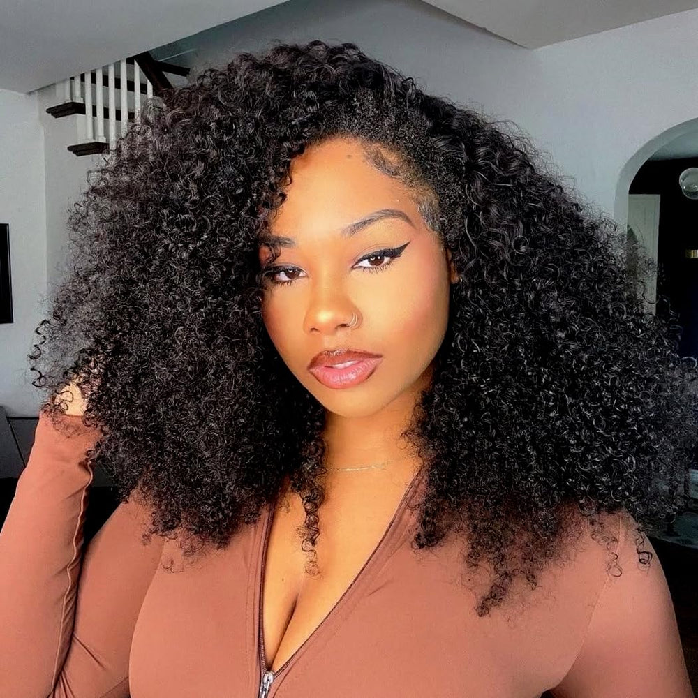 Yeelice Hair kinky curly half wig 20inch front view for natural everyday wear.