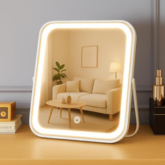 YEKKOPT rechargeable vanity mirror with 8x10 lights for precise makeup in any room.