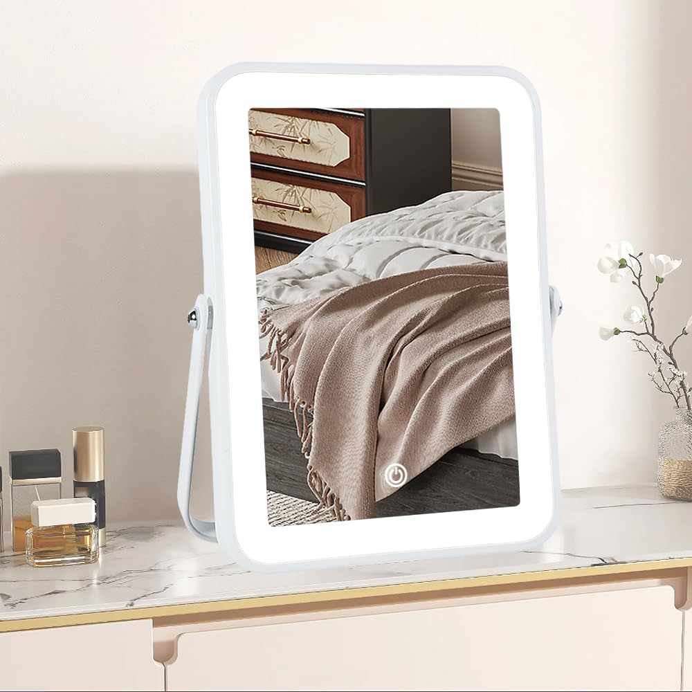 YEKKOPT vanity mirror front view with lights for wide-angle makeup application