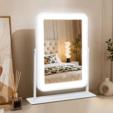 YEKKOPT small desk mirror with lights on a tidy vanity for compact setup and full-face view